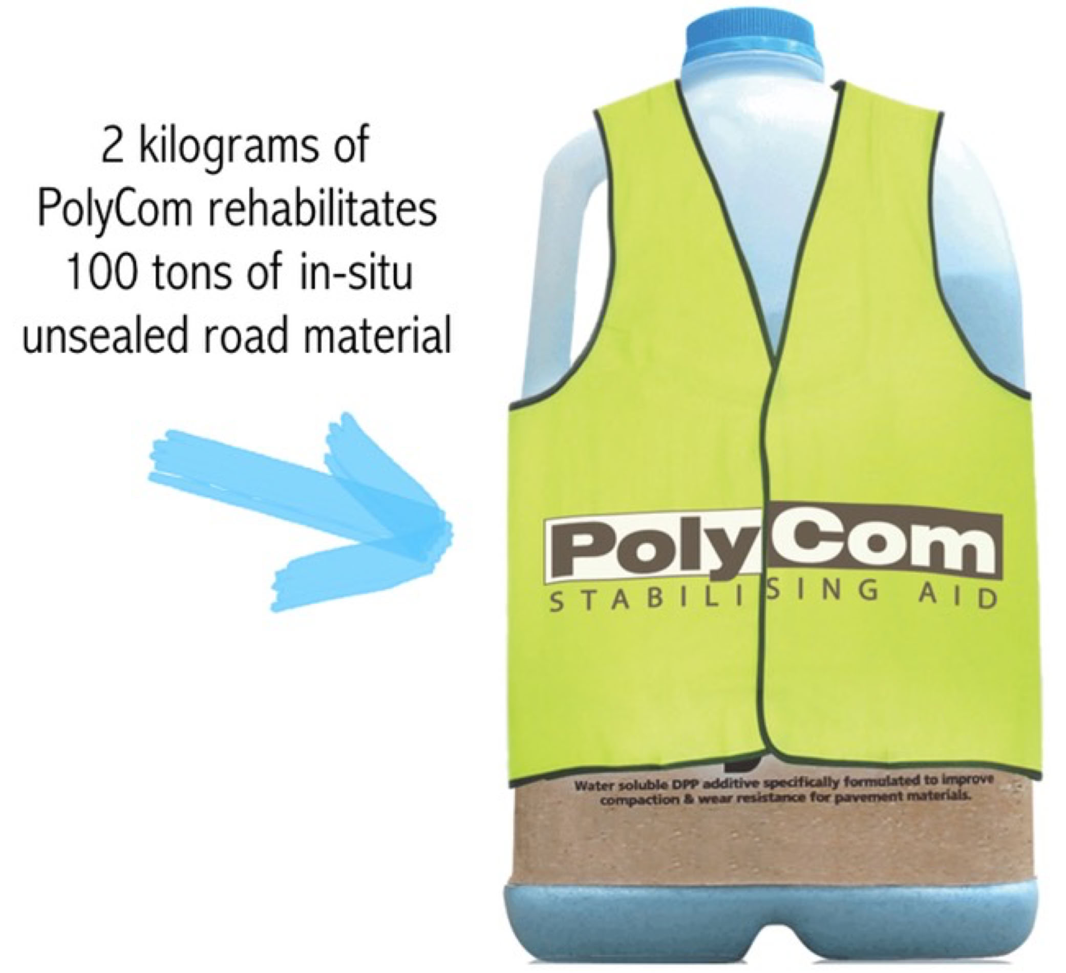 PolyCom Soil Stabiliser road materials on site with a standard works crew and machinery. Sustainable Soil Stabilisation from Australia.